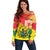 Personalized Ghana Republic Day Off Shoulder Sweater Black Star Square With Coat Of Arms