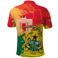 Personalized Ghana Republic Day Polo Shirt Black Star Square With Coat Of Arms