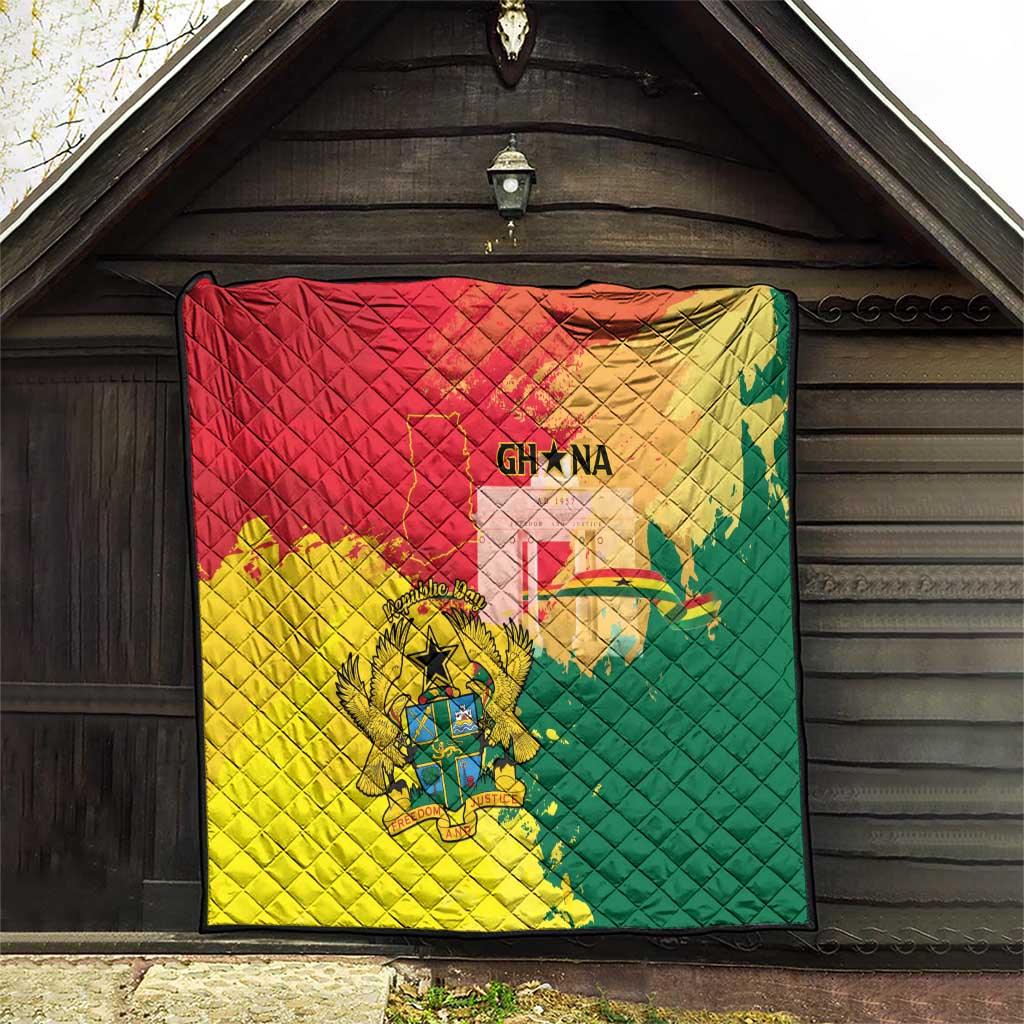 Ghana Republic Day Quilt Black Star Square With Coat Of Arms