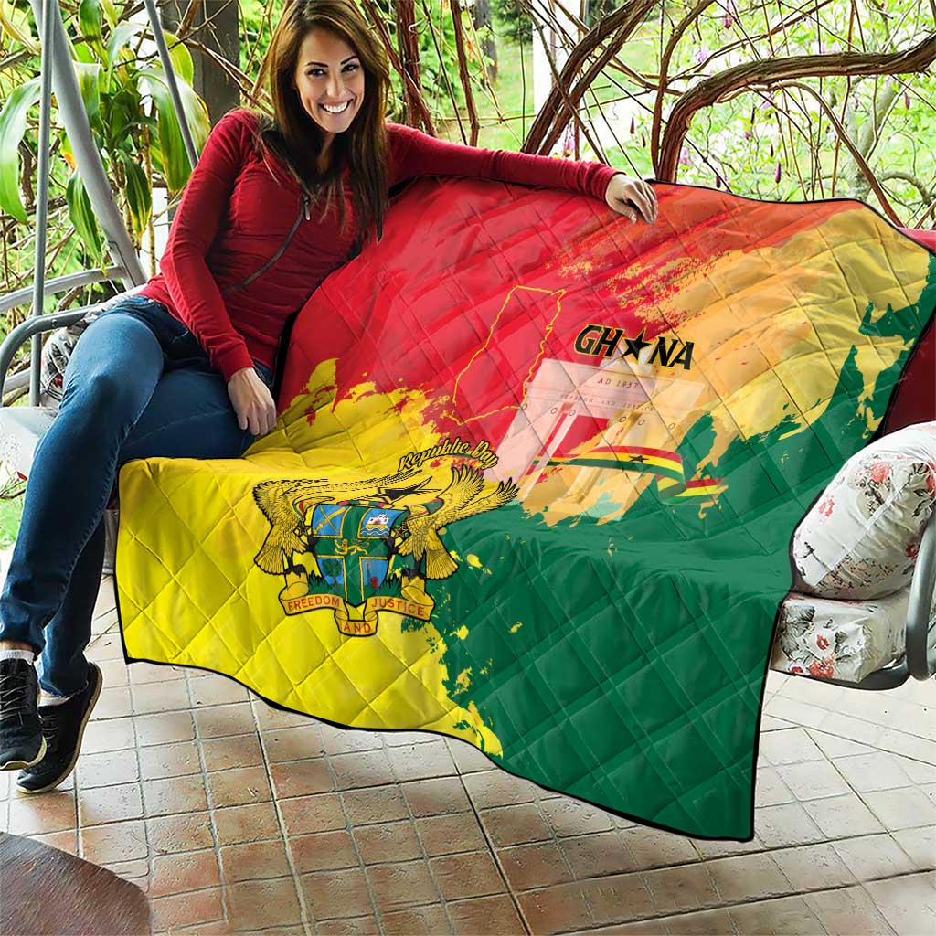 Ghana Republic Day Quilt Black Star Square With Coat Of Arms