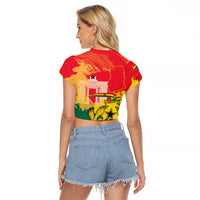 Personalized Ghana Republic Day Raglan Cropped T Shirt Black Star Square With Coat Of Arms