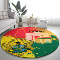 Ghana Republic Day Round Carpet Black Star Square With Coat Of Arms