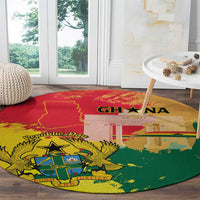 Ghana Republic Day Round Carpet Black Star Square With Coat Of Arms