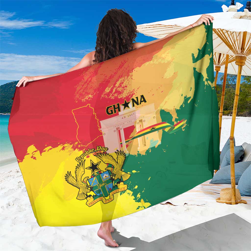 Ghana Republic Day Sarong Black Star Square With Coat Of Arms