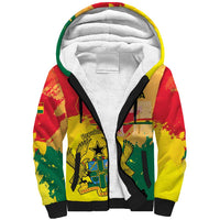 Personalized Ghana Republic Day Sherpa Hoodie Black Star Square With Coat Of Arms