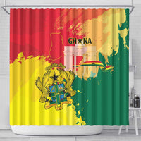 Ghana Republic Day Shower Curtain Black Star Square With Coat Of Arms