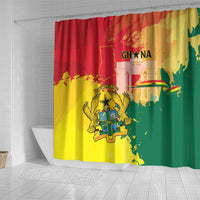 Ghana Republic Day Shower Curtain Black Star Square With Coat Of Arms