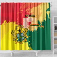 Ghana Republic Day Shower Curtain Black Star Square With Coat Of Arms