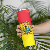 Personalized Ghana Republic Day Skinny Tumbler Black Star Square With Coat Of Arms