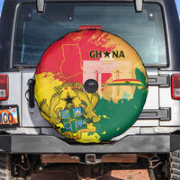 Ghana Republic Day Spare Tire Cover Black Star Square With Coat Of Arms