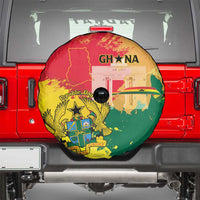 Ghana Republic Day Spare Tire Cover Black Star Square With Coat Of Arms