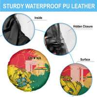 Ghana Republic Day Spare Tire Cover Black Star Square With Coat Of Arms