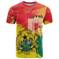 Personalized Ghana Republic Day T Shirt Black Star Square With Coat Of Arms