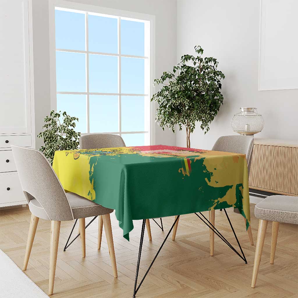 Ghana Republic Day Tablecloth Black Star Square With Coat Of Arms