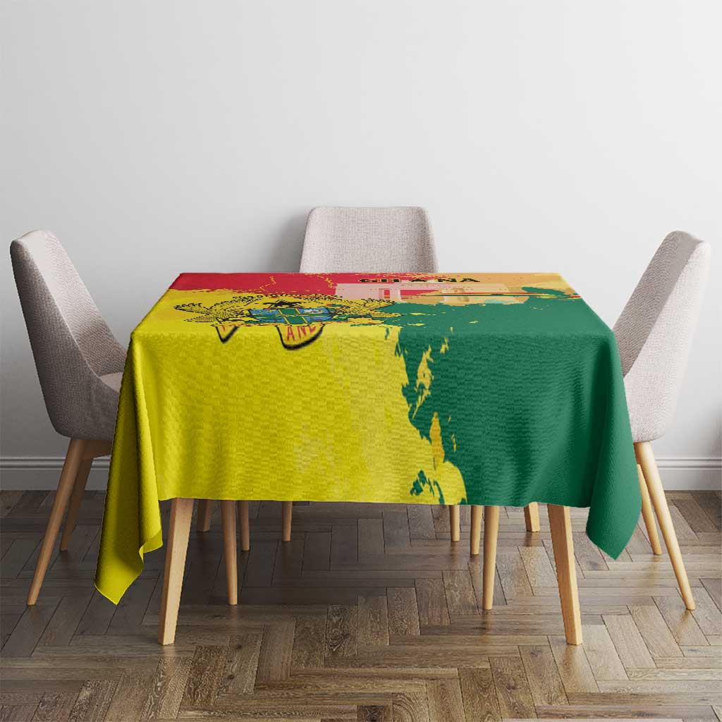 Ghana Republic Day Tablecloth Black Star Square With Coat Of Arms