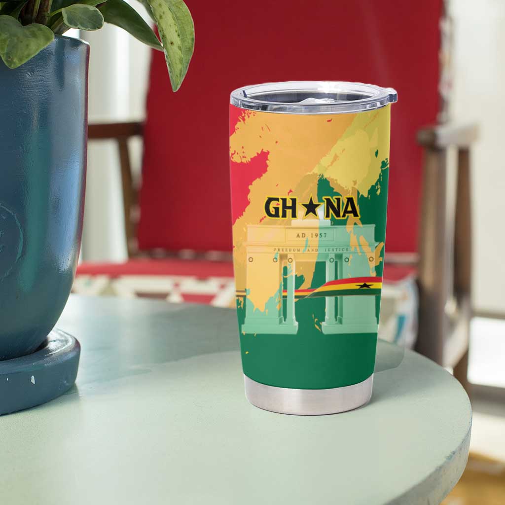 Personalized Ghana Republic Day Tumbler Cup Black Star Square With Coat Of Arms