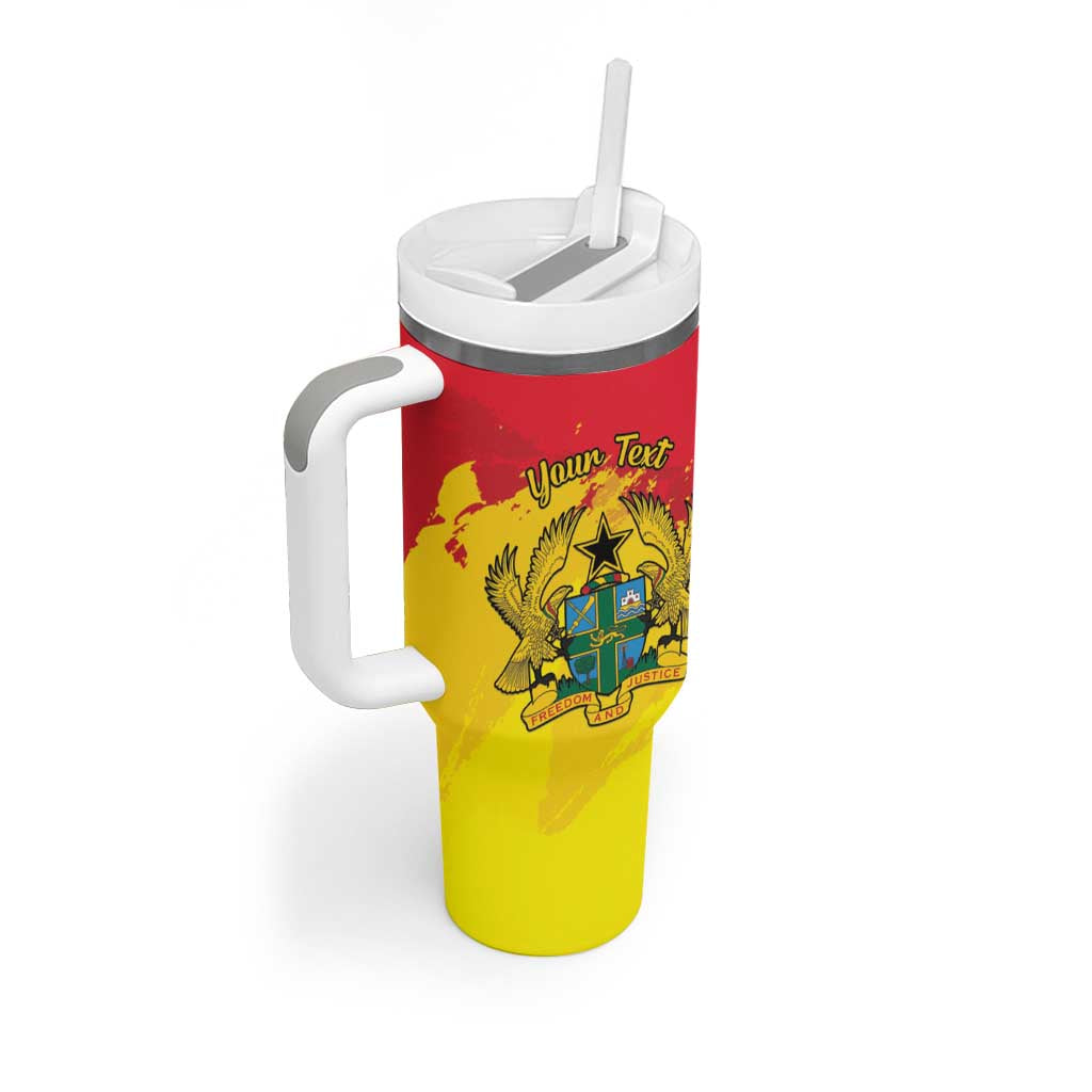 Personalized Ghana Republic Day Tumbler With Handle Black Star Square With Coat Of Arms