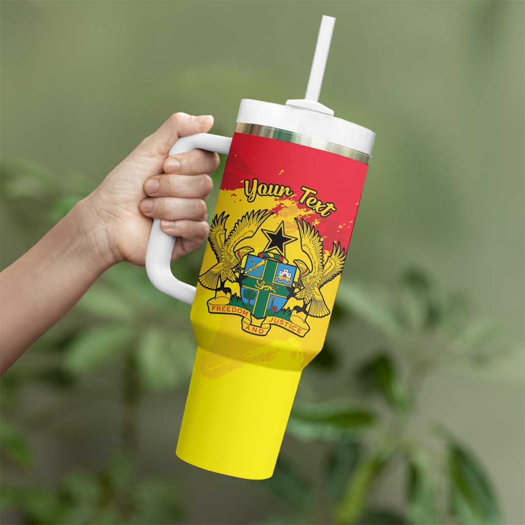 Personalized Ghana Republic Day Tumbler With Handle Black Star Square With Coat Of Arms