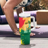Personalized Ghana Republic Day Tumbler With Handle Black Star Square With Coat Of Arms
