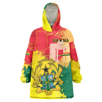 Personalized Ghana Republic Day Wearable Blanket Hoodie Black Star Square With Coat Of Arms