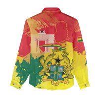 Personalized Ghana Republic Day Women Casual Shirt Black Star Square With Coat Of Arms