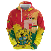 Personalized Ghana Republic Day Zip Hoodie Black Star Square With Coat Of Arms