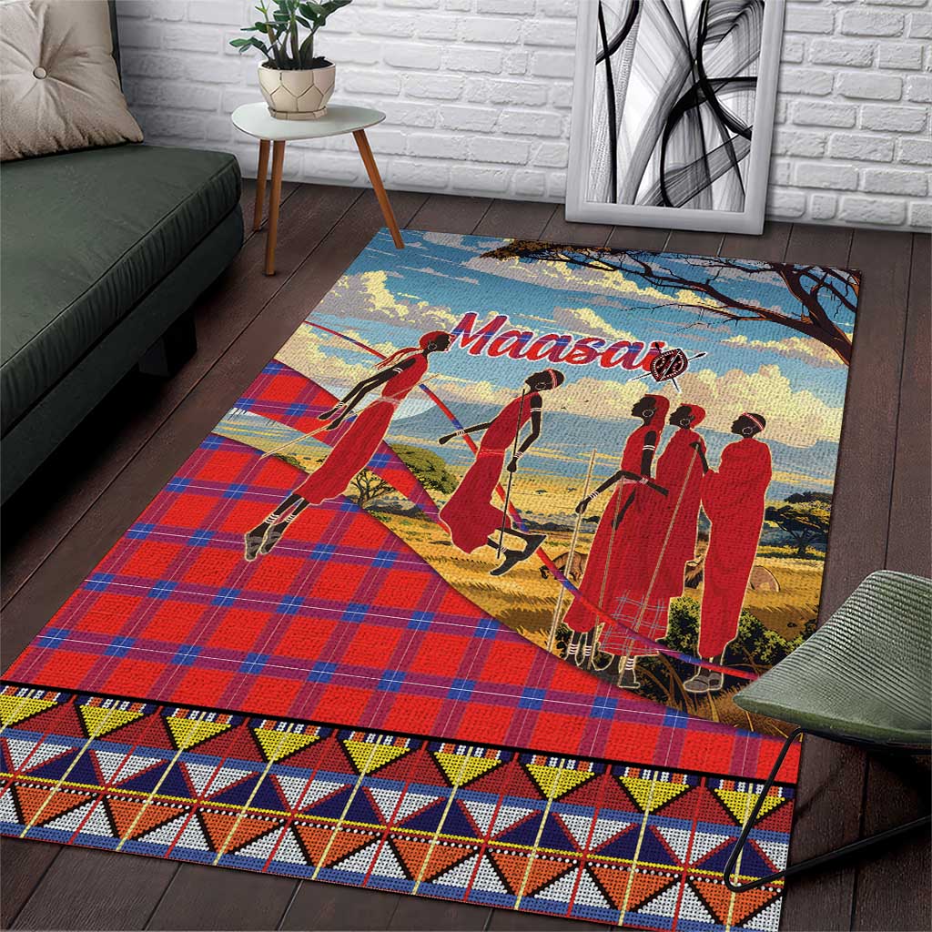 Kenya Adumu Dance Area Rug Maasai Shuka Pattern - Kenyan Safari