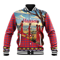 Kenya Adumu Dance Baseball Jacket Maasai Shuka Pattern - Kenyan Safari