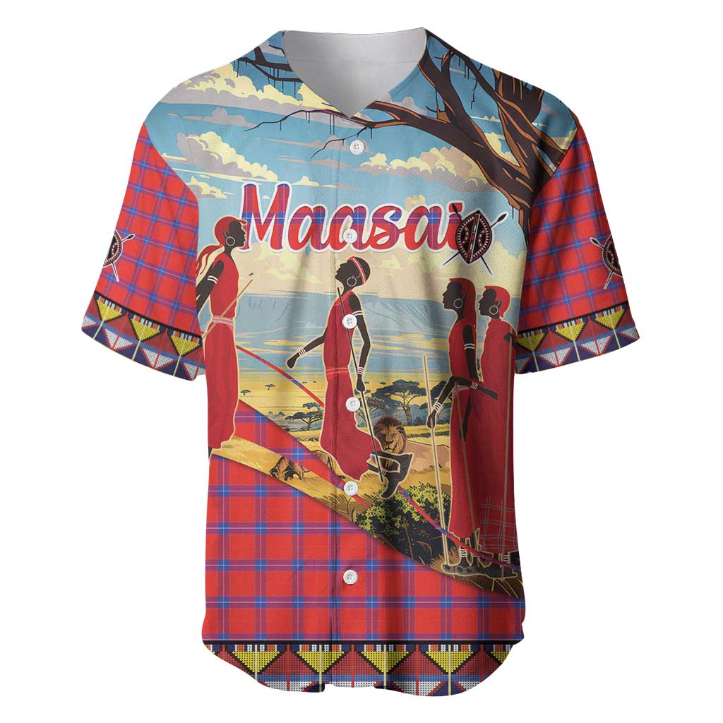 Kenya Adumu Dance Baseball Jersey Maasai Shuka Pattern - Kenyan Safari