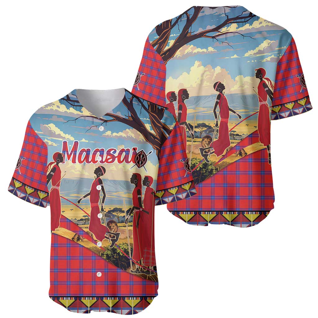 Kenya Adumu Dance Baseball Jersey Maasai Shuka Pattern - Kenyan Safari