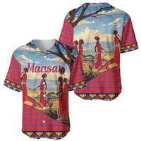 Kenya Adumu Dance Baseball Jersey Maasai Shuka Pattern - Kenyan Safari