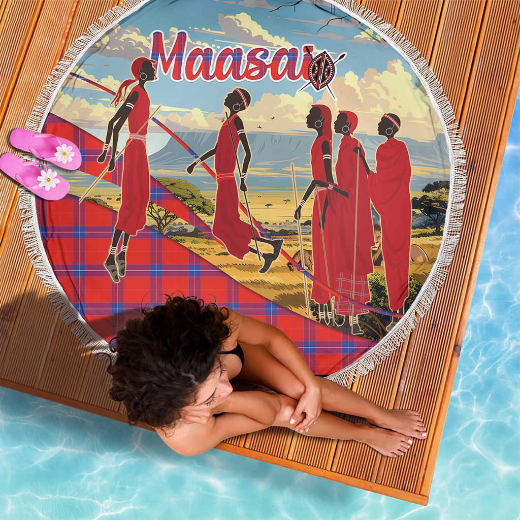 Kenya Adumu Dance Beach Blanket Maasai Shuka Pattern - Kenyan Safari