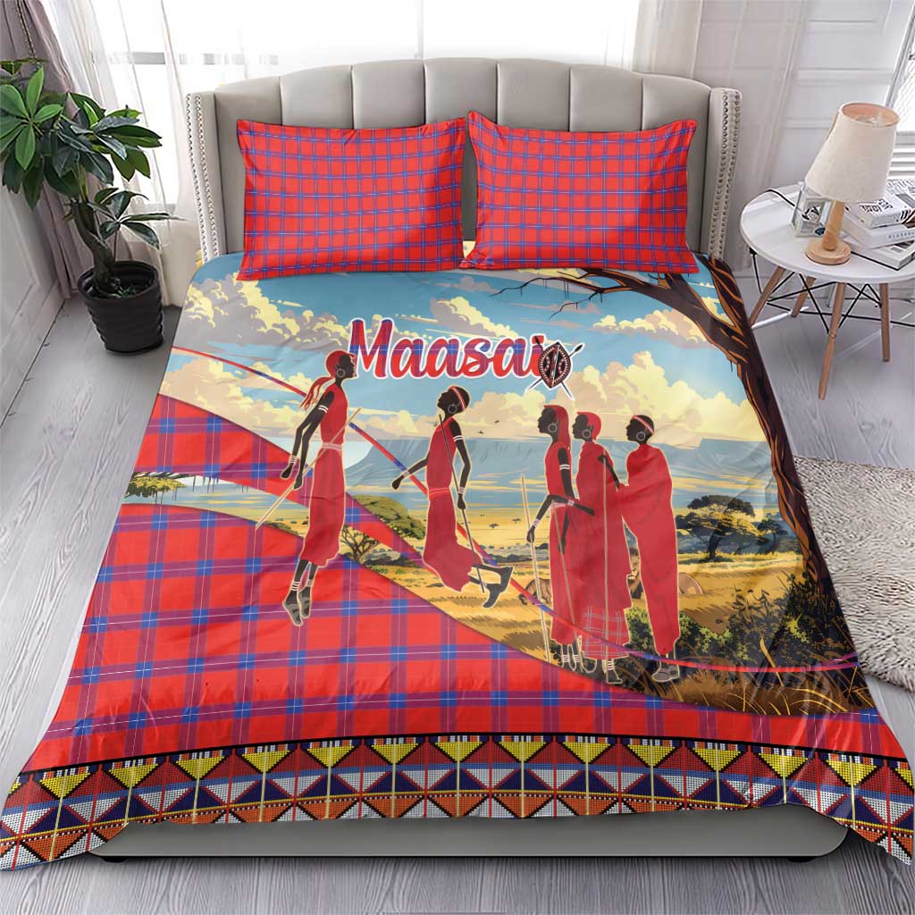 Kenya Adumu Dance Bedding Set Maasai Shuka Pattern - Kenyan Safari