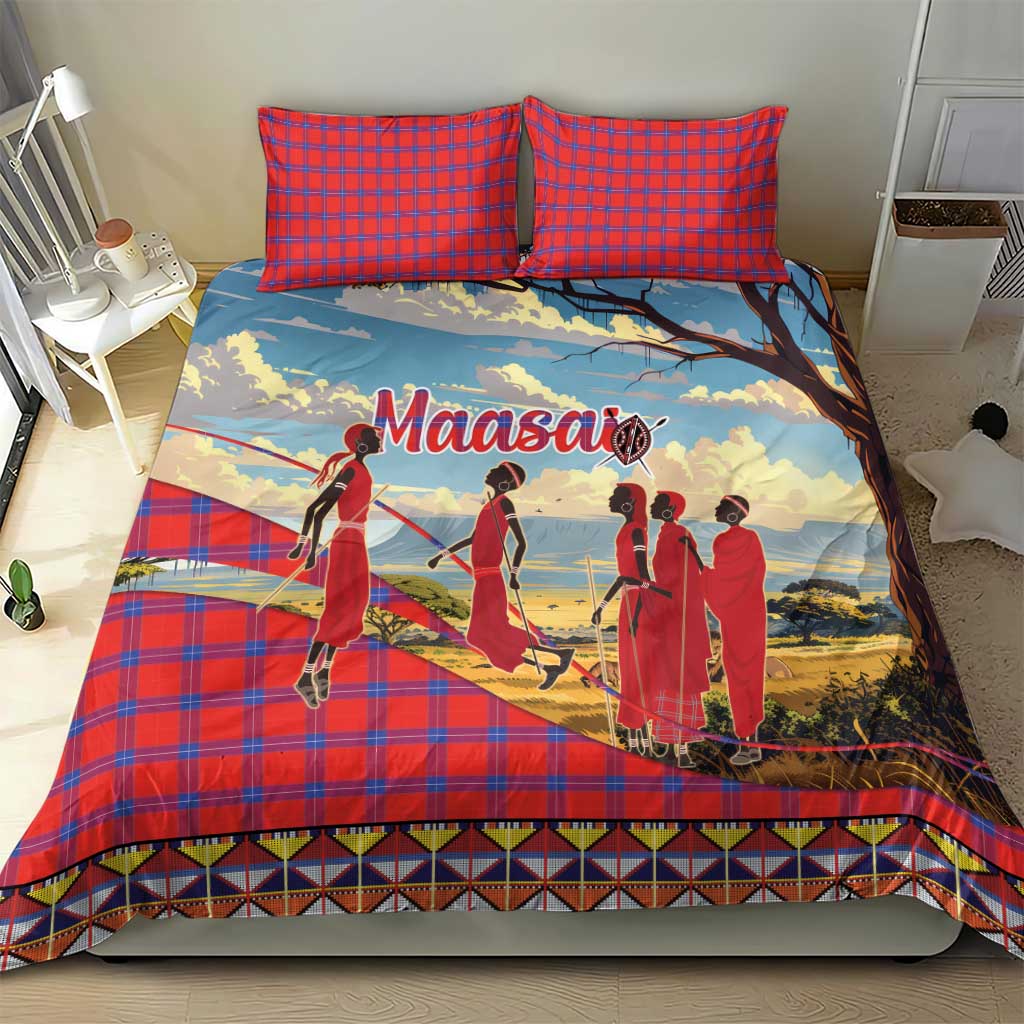 Kenya Adumu Dance Bedding Set Maasai Shuka Pattern - Kenyan Safari