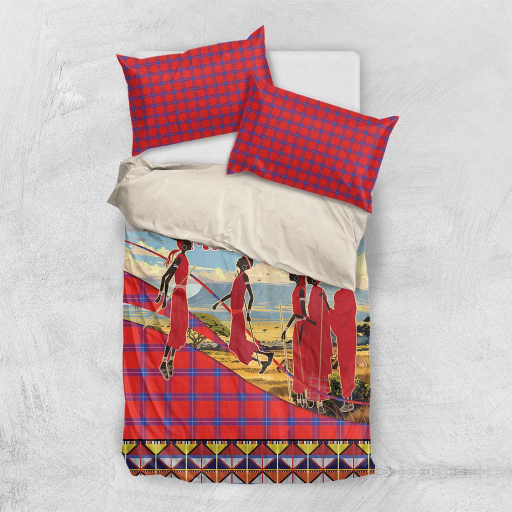 Kenya Adumu Dance Bedding Set Maasai Shuka Pattern - Kenyan Safari