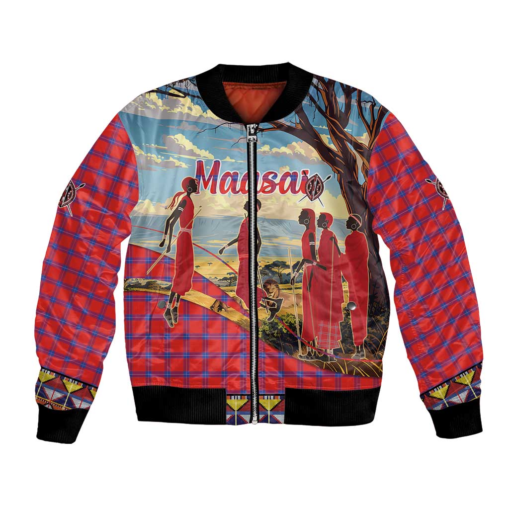 Kenya Adumu Dance Bomber Jacket Maasai Shuka Pattern - Kenyan Safari