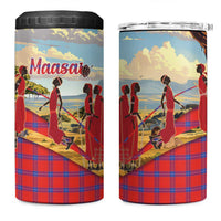 Kenya Adumu Dance 4 in 1 Can Cooler Tumbler Maasai Shuka Pattern - Kenyan Safari