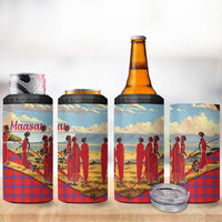 Kenya Adumu Dance 4 in 1 Can Cooler Tumbler Maasai Shuka Pattern - Kenyan Safari