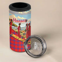 Kenya Adumu Dance 4 in 1 Can Cooler Tumbler Maasai Shuka Pattern - Kenyan Safari