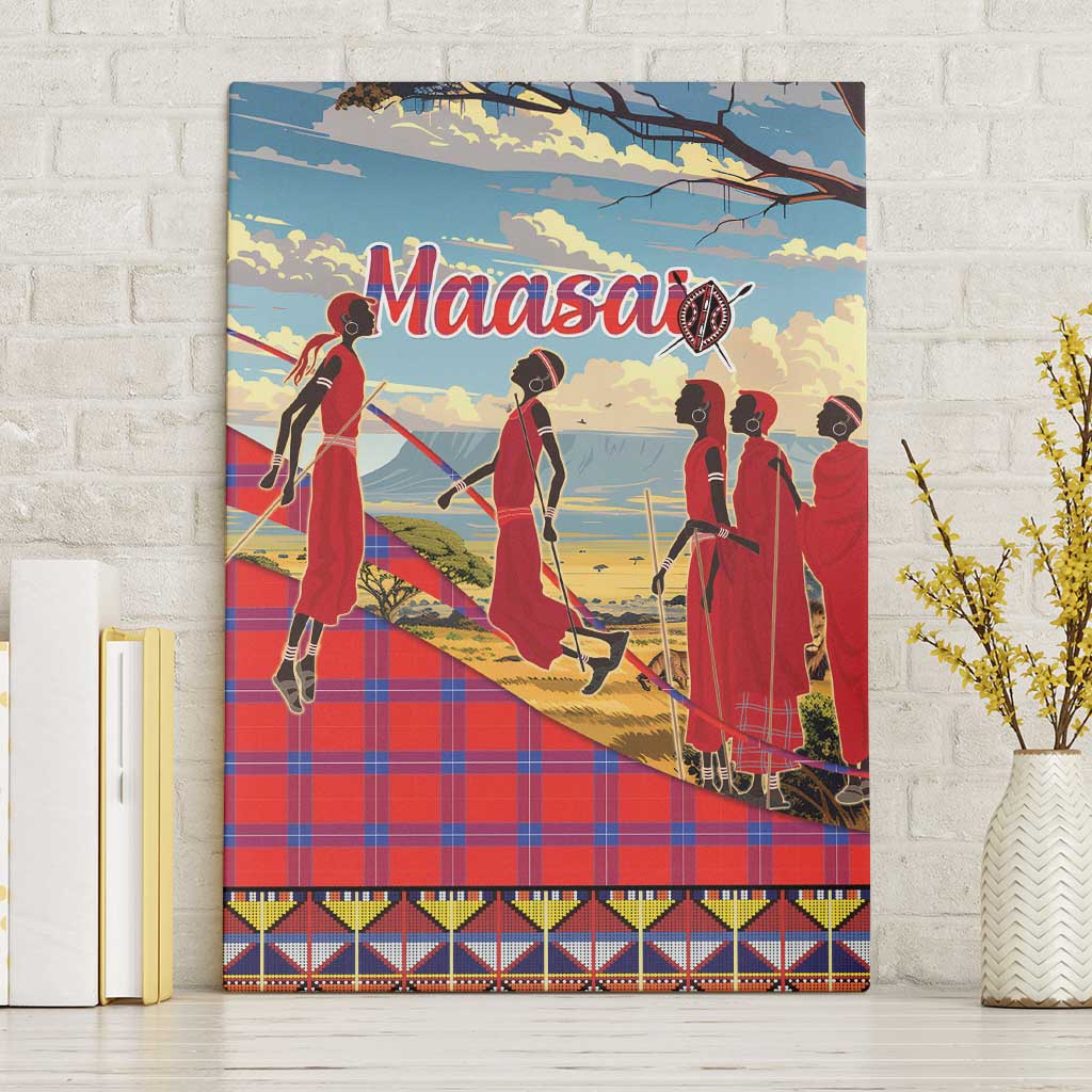 Kenya Adumu Dance Canvas Wall Art Maasai Shuka Pattern - Kenyan Safari