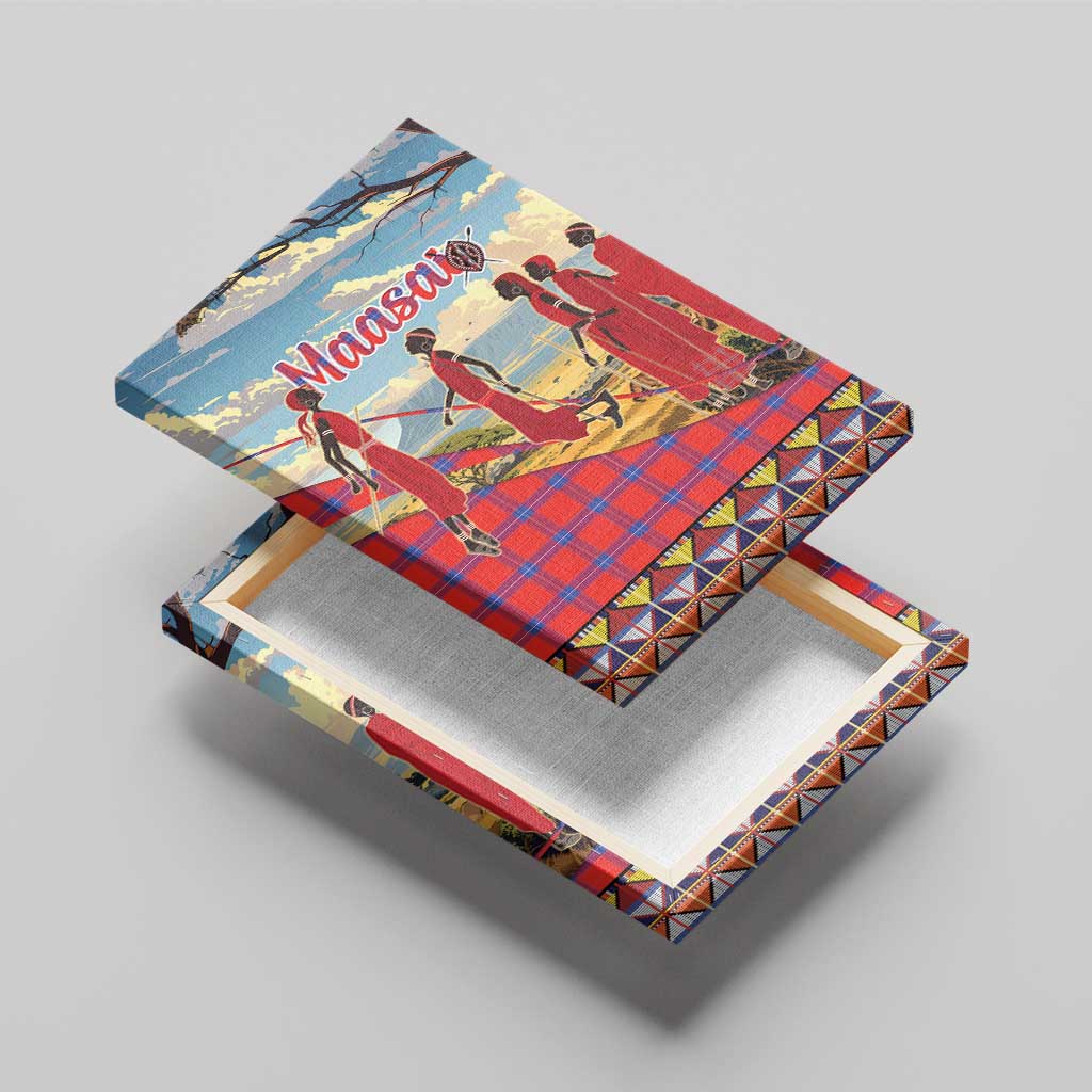 Kenya Adumu Dance Canvas Wall Art Maasai Shuka Pattern - Kenyan Safari