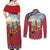 Kenya Adumu Dance Couples Matching Off Shoulder Maxi Dress and Long Sleeve Button Shirt Maasai Shuka Pattern - Kenyan Safari