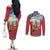 Kenya Adumu Dance Couples Matching Off The Shoulder Long Sleeve Dress and Long Sleeve Button Shirt Maasai Shuka Pattern - Kenyan Safari