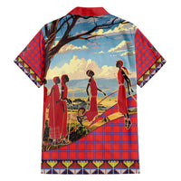 Kenya Adumu Dance Family Matching Long Sleeve Bodycon Dress and Hawaiian Shirt Maasai Shuka Pattern - Kenyan Safari