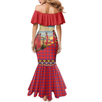 Kenya Adumu Dance Family Matching Mermaid Dress and Hawaiian Shirt Maasai Shuka Pattern - Kenyan Safari