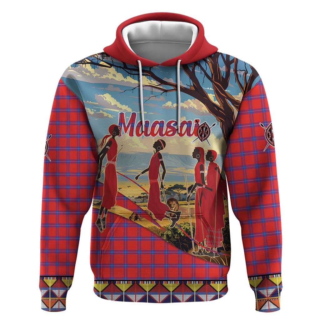 Kenya Adumu Dance Hoodie Maasai Shuka Pattern - Kenyan Safari