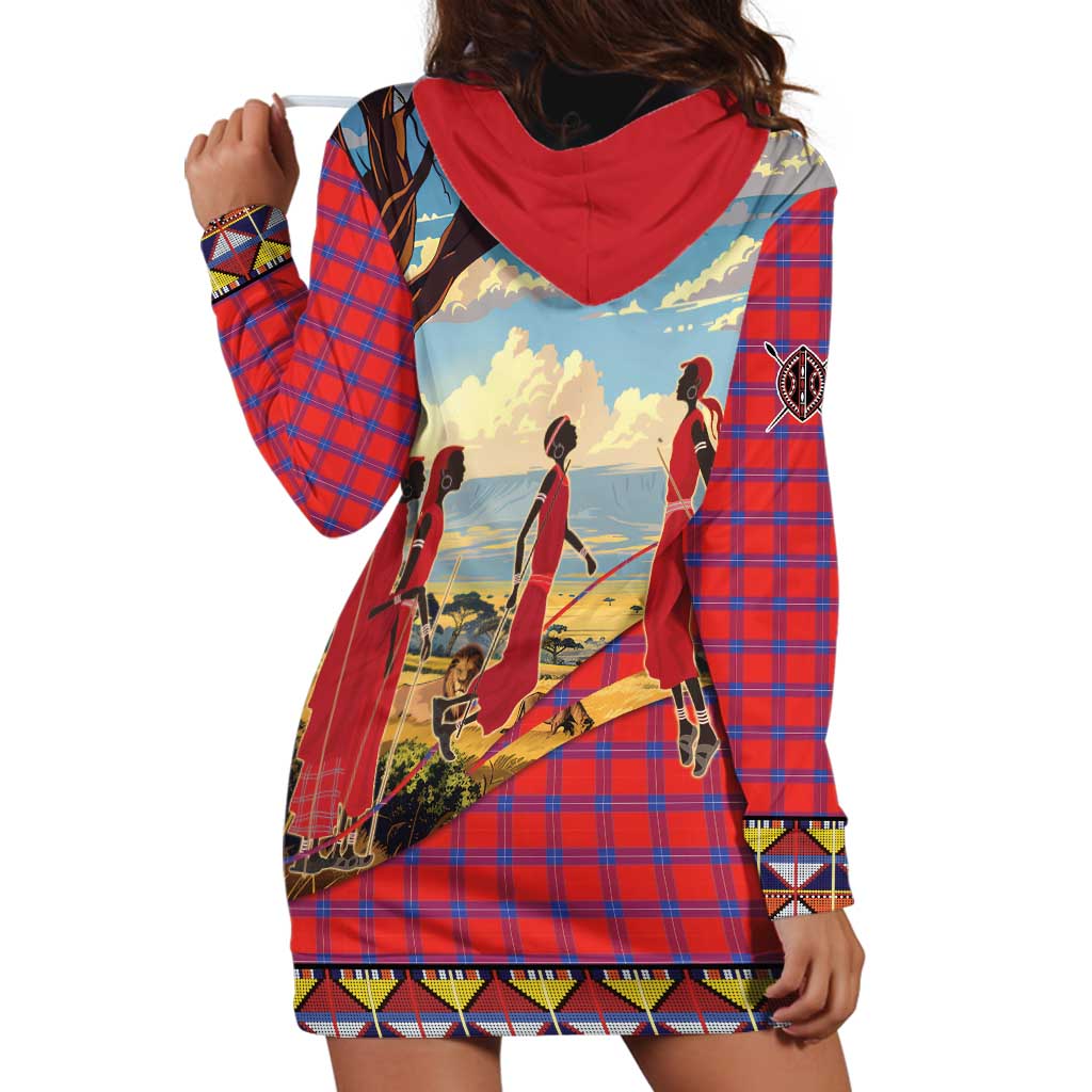 Kenya Adumu Dance Hoodie Dress Maasai Shuka Pattern - Kenyan Safari