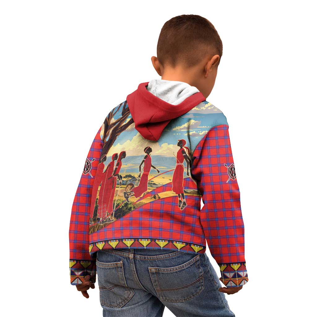 Kenya Adumu Dance Kid Hoodie Maasai Shuka Pattern - Kenyan Safari