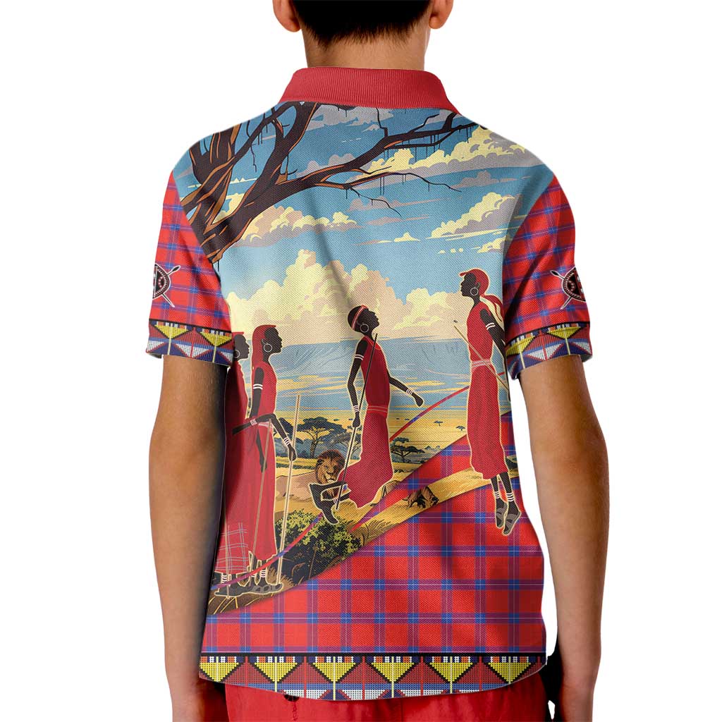 Kenya Adumu Dance Kid Polo Shirt Maasai Shuka Pattern - Kenyan Safari