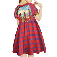 Kenya Adumu Dance Kid Short Sleeve Dress Maasai Shuka Pattern - Kenyan Safari